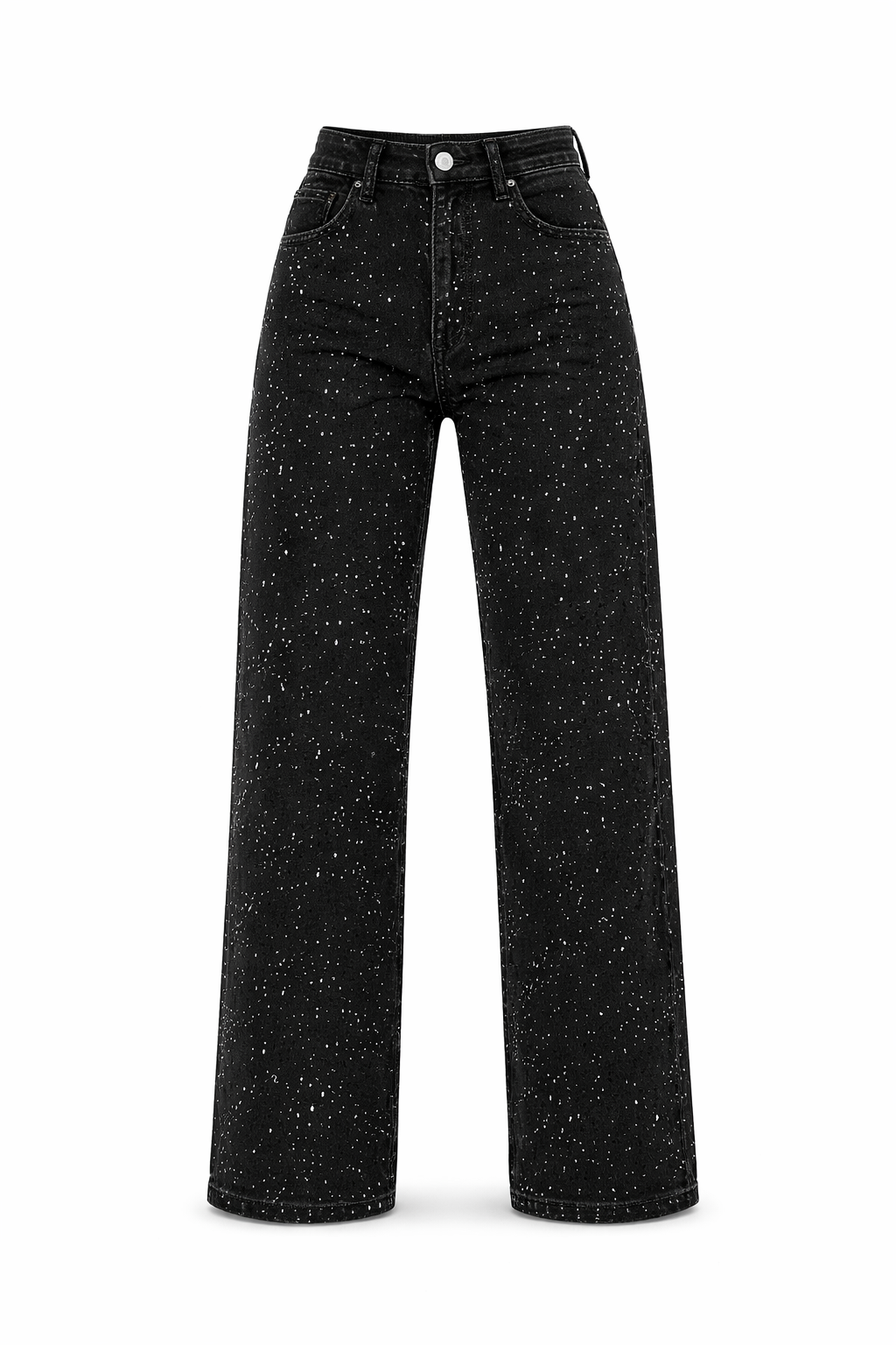 High Waisted Straight Leg Glitter Jeans for Women | Casual Everyday Wear