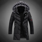 Long Slim Fit Straight Cut Coat for Men | Plain Closed Front Below Hip Length