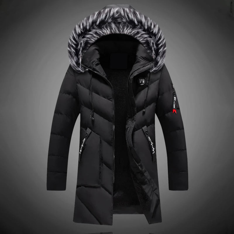 Long Slim Fit Straight Cut Coat for Men | Plain Closed Front Below Hip Length