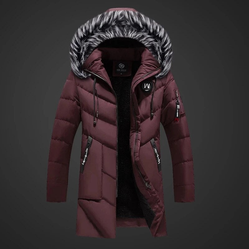 Long Slim Fit Straight Cut Coat for Men | Plain Closed Front Below Hip Length