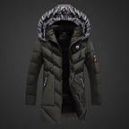 Long Slim Fit Straight Cut Coat for Men | Plain Closed Front Below Hip Length