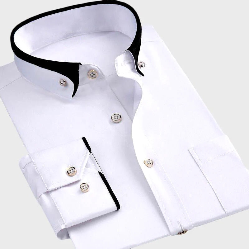 Contrast Collar Long Sleeve Shirt for Men | Smart Formal Business Occasions