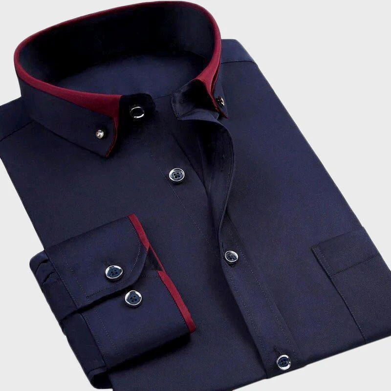 Contrast Collar Long Sleeve Shirt for Men | Smart Formal Business Occasions