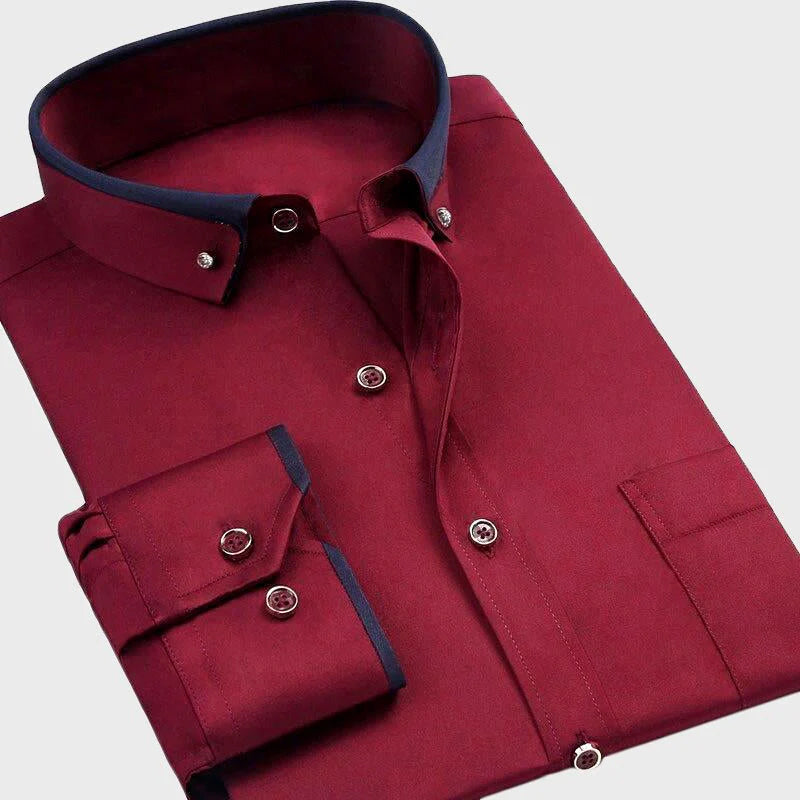 Contrast Collar Long Sleeve Shirt for Men | Smart Formal Business Occasions