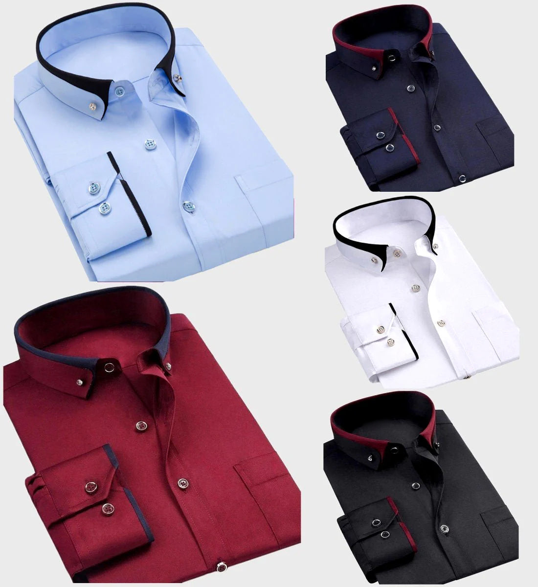 Contrast Collar Long Sleeve Shirt for Men | Smart Formal Business Occasions