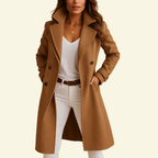 Double-Breasted Draped Lapel Coat for Women | Knee-Length Winter Style