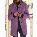 Grey Classic Collar Long Winter Coat for Women | Casual and Formal Wear