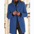 Grey Classic Collar Long Winter Coat for Women | Casual and Formal Wear