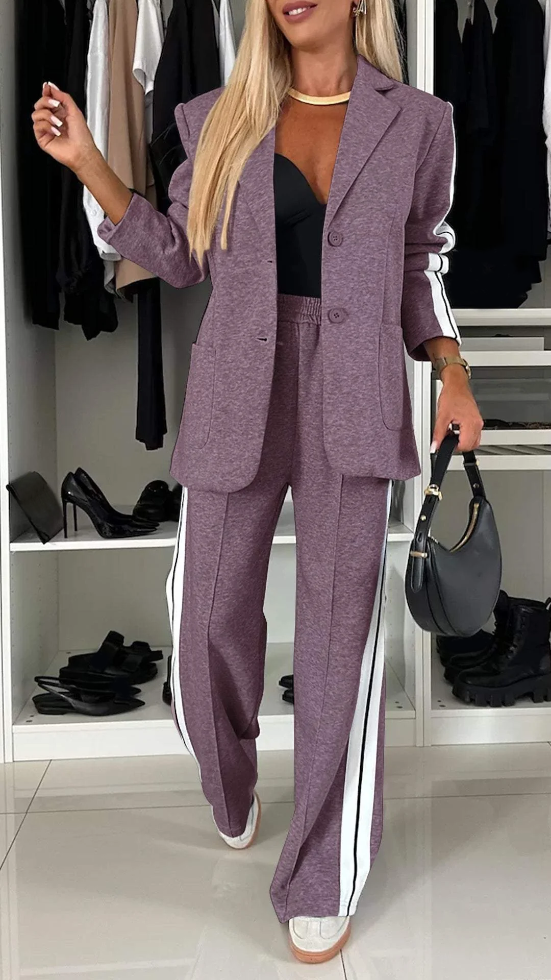 Casual Blazer and Trousers Office Suit for Women | Two Piece Workwear Set