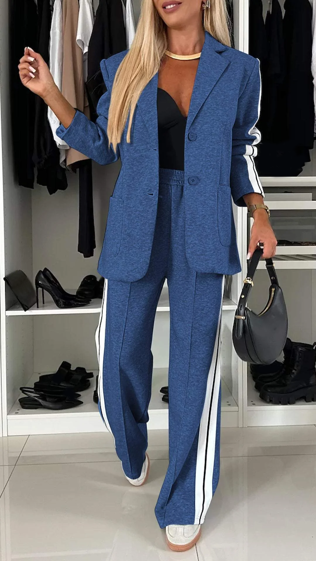 Casual Blazer and Trousers Office Suit for Women | Two Piece Workwear Set
