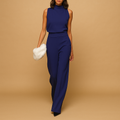 Wide Leg High Waist Halter Jumpsuit for Women | Sleeveless Evening Wear