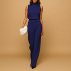 Wide Leg High Waist Halter Jumpsuit for Women | Sleeveless Evening Wear