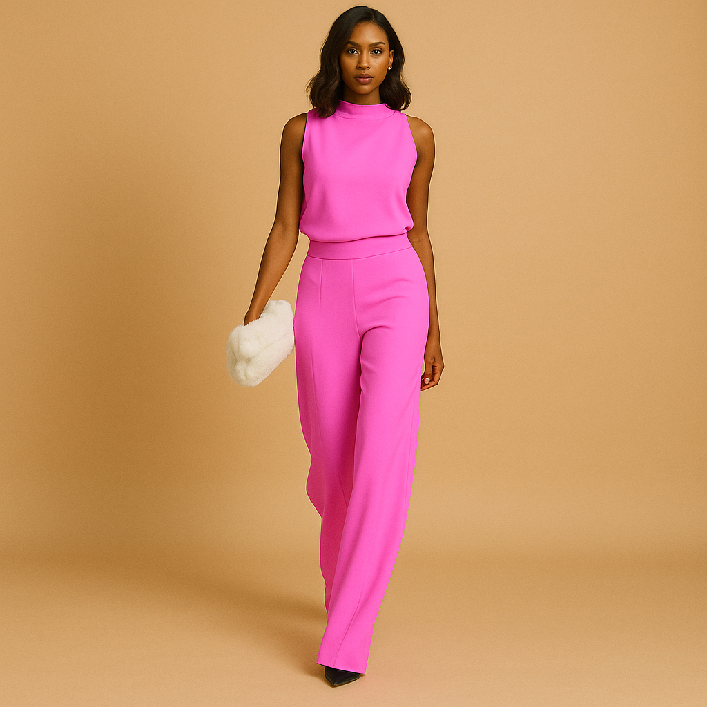 Wide Leg High Waist Halter Jumpsuit for Women | Sleeveless Evening Wear