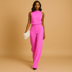 Wide Leg High Waist Halter Jumpsuit for Women | Sleeveless Evening Wear