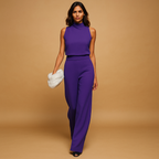 Wide Leg High Waist Halter Jumpsuit for Women | Sleeveless Evening Wear