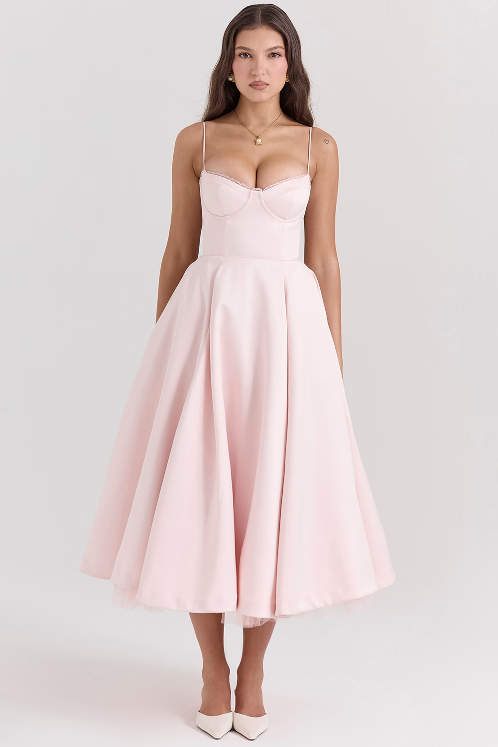 A-Line Corset Bodice Midi Dress for Women | Sweetheart Neckline Occasion Wear