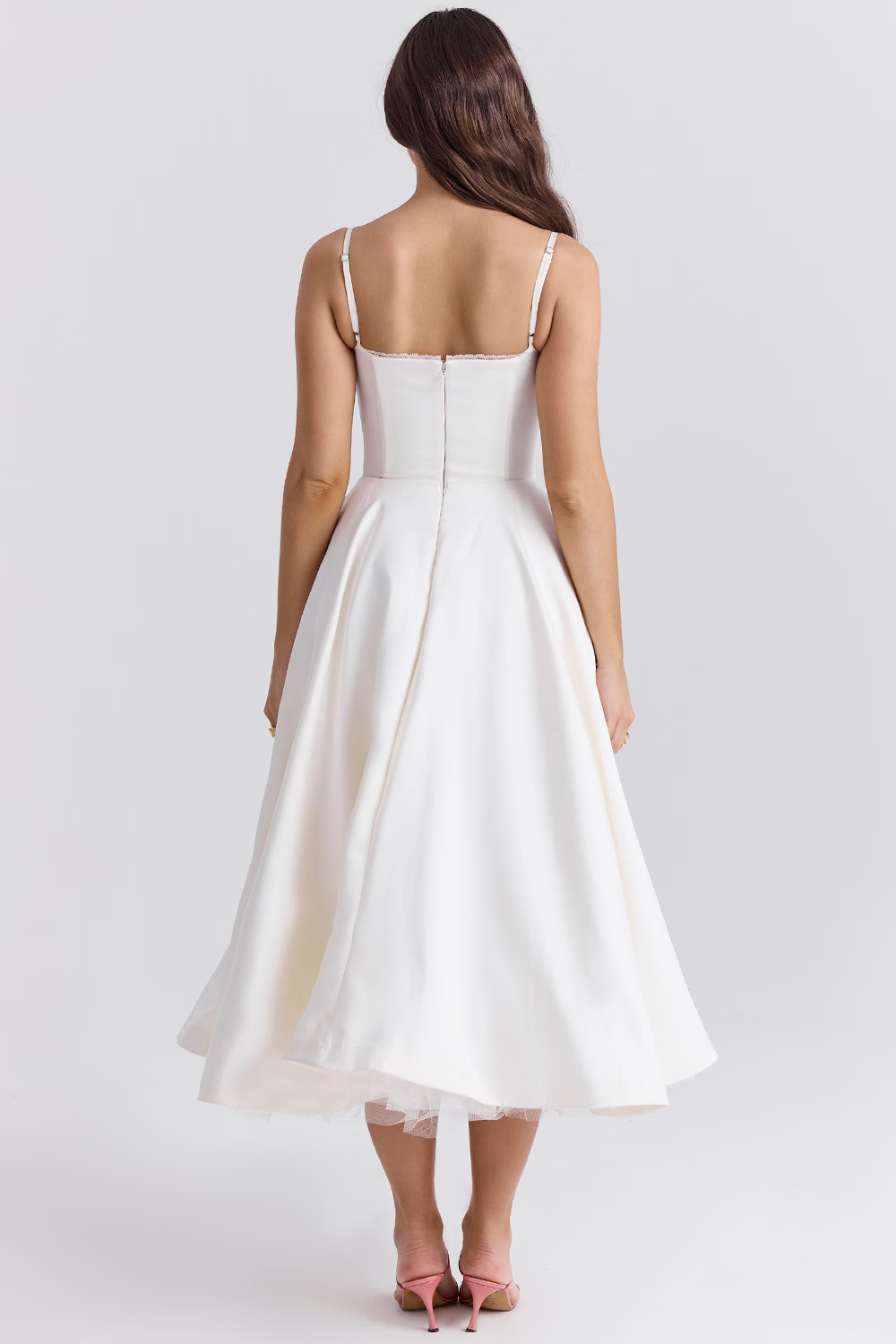 A-Line Corset Bodice Midi Dress for Women | Sweetheart Neckline Occasion Wear