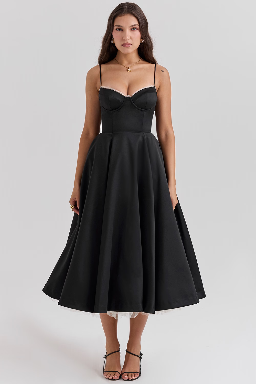 A-Line Corset Bodice Midi Dress for Women | Sweetheart Neckline Occasion Wear