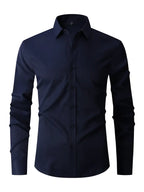 Fitted Long Sleeve Button-Up Shirt for Men | Casual and Smart Occasion Wear