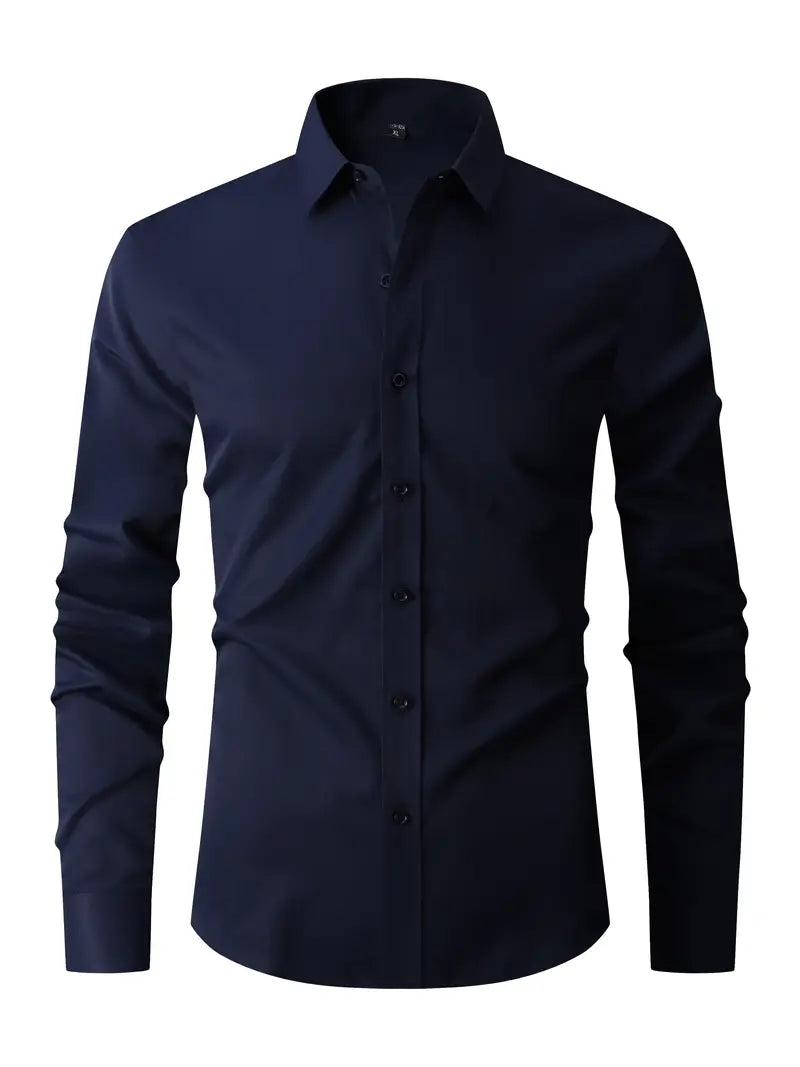 Fitted Long Sleeve Button-Up Shirt for Men | Casual and Smart Occasion Wear
