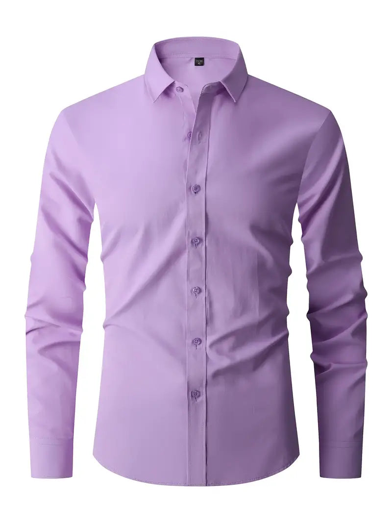 Fitted Long Sleeve Button-Up Shirt for Men | Casual and Smart Occasion Wear