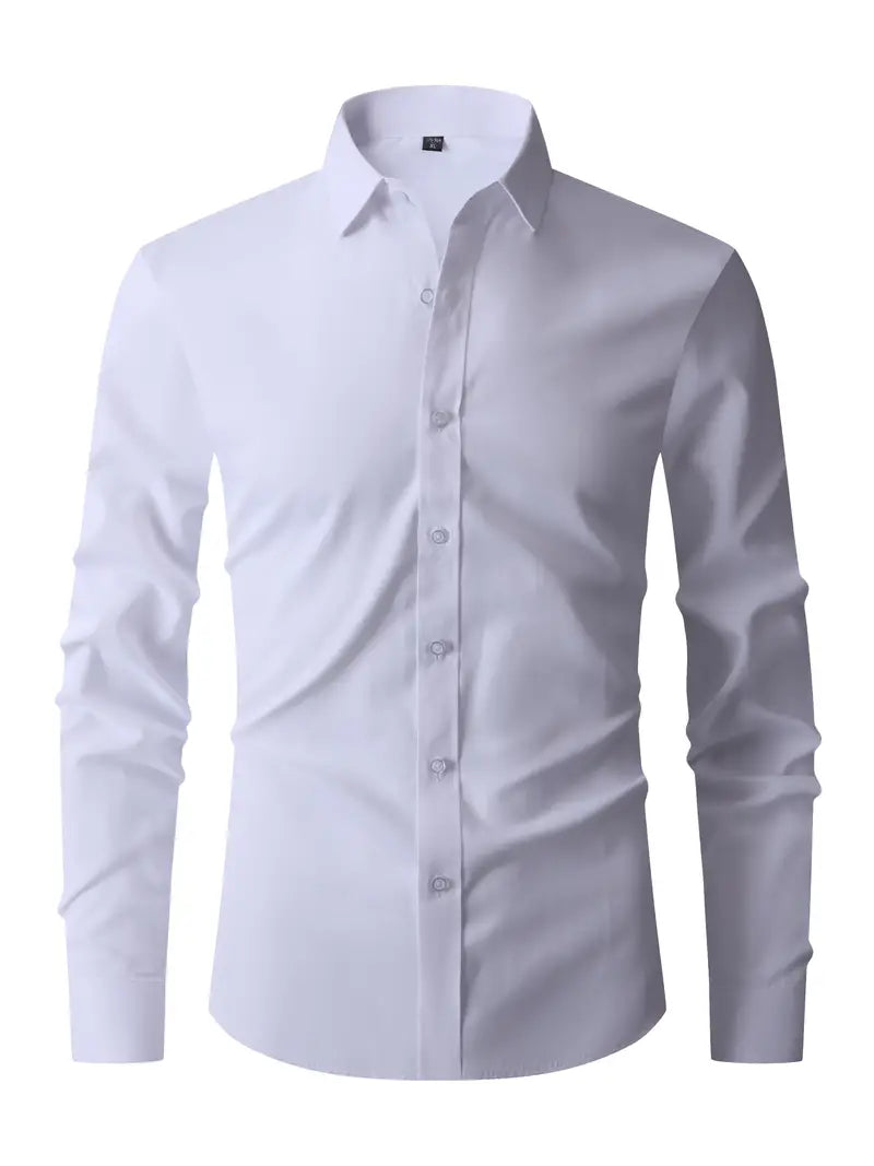 Fitted Long Sleeve Button-Up Shirt for Men | Casual and Smart Occasion Wear
