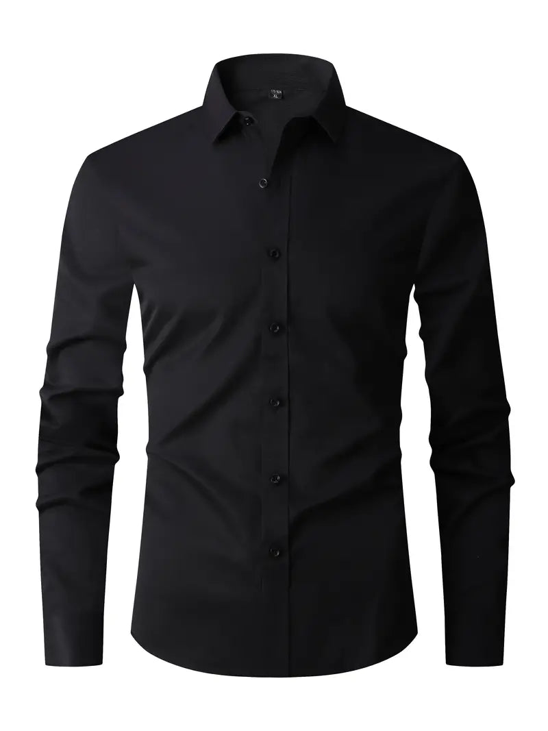 Fitted Long Sleeve Button-Up Shirt for Men | Casual and Smart Occasion Wear
