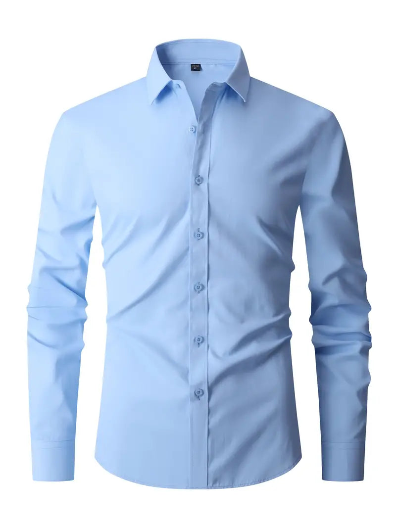 Fitted Long Sleeve Button-Up Shirt for Men | Casual and Smart Occasion Wear