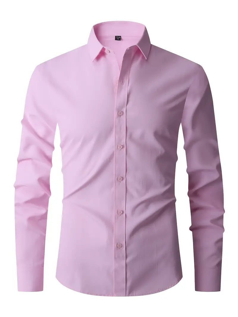 Fitted Long Sleeve Button-Up Shirt for Men | Casual and Smart Occasion Wear