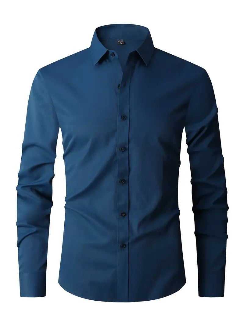 Fitted Long Sleeve Button-Up Shirt for Men | Casual and Smart Occasion Wear