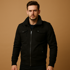 High Collar Bomber Jacket with Zip Pockets for Men | Transitional Season