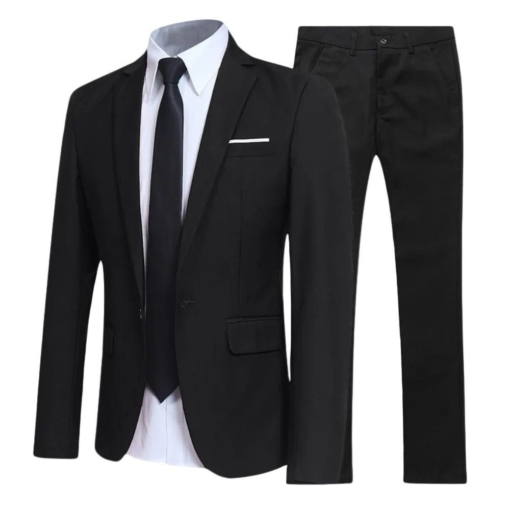 Black Two Piece Formal Suit for Men | Business Blazer and Trousers Set