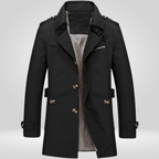 Beige Regular Fit Long Trench Coat with Button and Belt Closure for Men