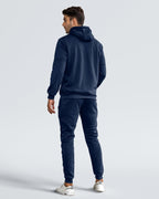Grey Zip Hooded Two Piece Tracksuit Set for Men