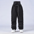 Black Windproof Waterproof Full Length Winter Zip Snowboard Trousers for Men