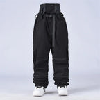 Black Windproof Waterproof Full Length Winter Zip Snowboard Trousers for Men