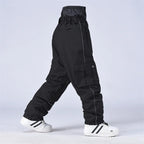Black Windproof Waterproof Full Length Winter Zip Snowboard Trousers for Men