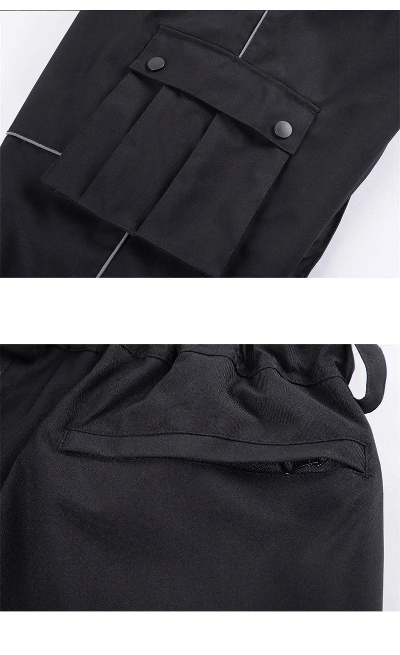 Black Windproof Waterproof Full Length Winter Zip Snowboard Trousers for Men
