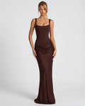 Draped Corset Maxi Dress for Women | Sleeveless Evening Occasion Design