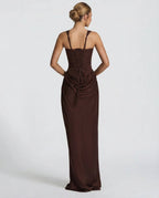 Draped Corset Maxi Dress for Women | Sleeveless Evening Occasion Design