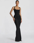 Draped Corset Maxi Dress for Women | Sleeveless Evening Occasion Design