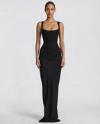 Draped Corset Maxi Dress for Women | Sleeveless Evening Occasion Design