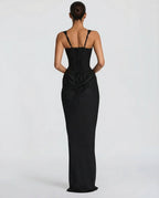 Draped Corset Maxi Dress for Women | Sleeveless Evening Occasion Design