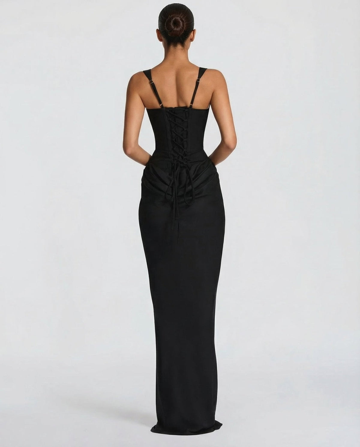 Draped Corset Maxi Dress for Women | Sleeveless Evening Occasion Design