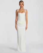 Draped Corset Maxi Dress for Women | Sleeveless Evening Occasion Design
