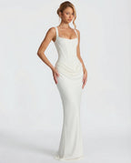 Draped Corset Maxi Dress for Women | Sleeveless Evening Occasion Design