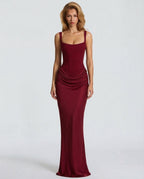 Draped Corset Maxi Dress for Women | Sleeveless Evening Occasion Design