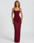 Draped Corset Maxi Dress for Women | Sleeveless Evening Occasion Design