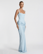 Draped Corset Maxi Dress for Women | Sleeveless Evening Occasion Design