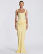 Draped Corset Maxi Dress for Women | Sleeveless Evening Occasion Design
